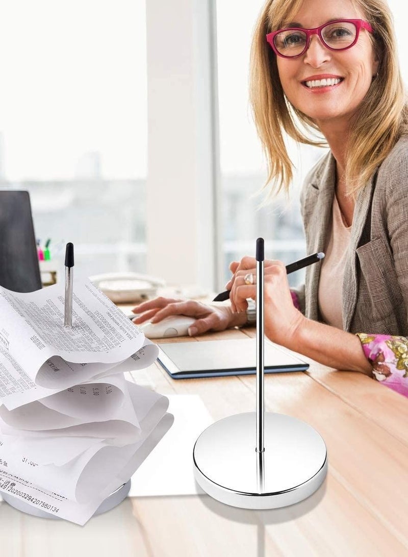 KASTWAVE 2 Pack Receipt Holder, Stainless Steel Check Bill Holder, Memo Holder Spikes, Bill Prong Stick Desk Straight 5.5" Long for Bill Paper - Image 2