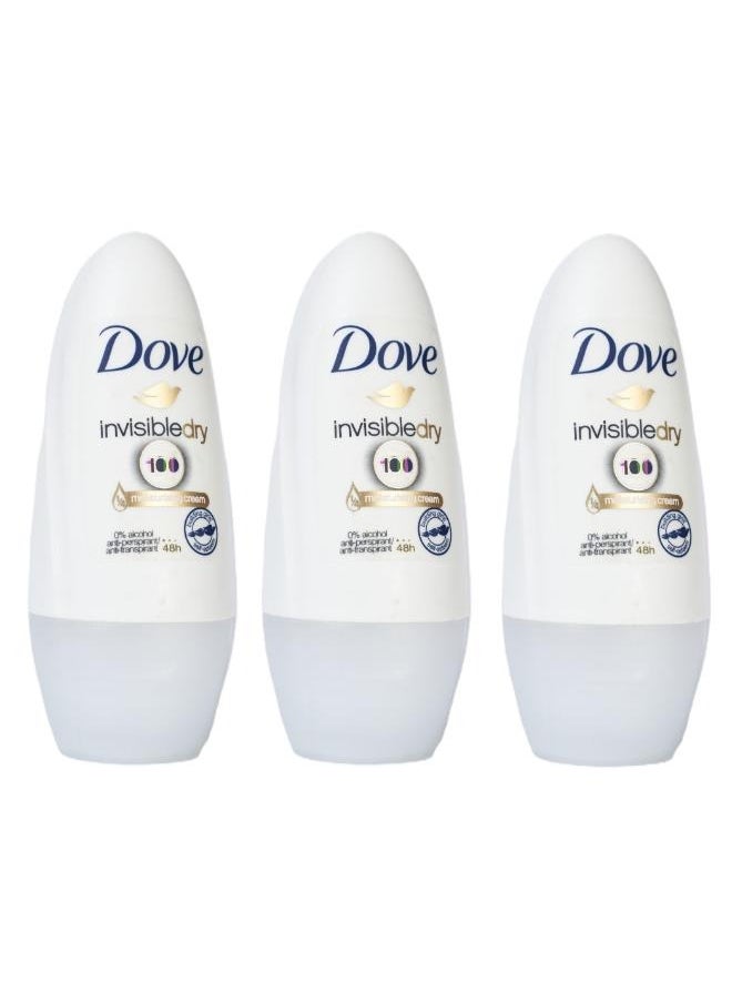 Dove 3 Pcs Dove Deodorant Roll On Invisible Dry 50ML  - Image 1