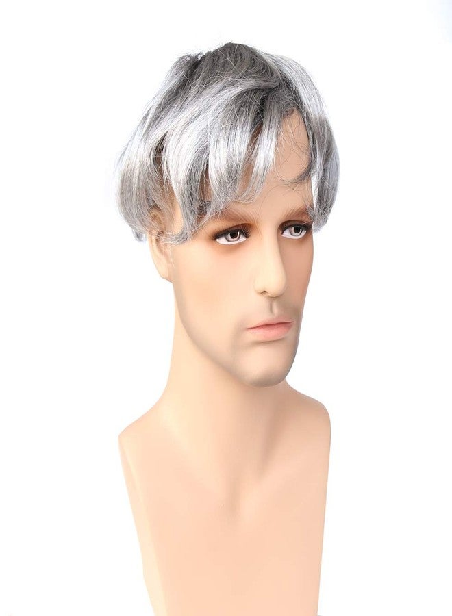 Zigzag Hair Mens Toupee Human Hair 8x10inch #5 Mixed 80% Grey Hairpiece for Men Fine Mono Replacement - Image 3
