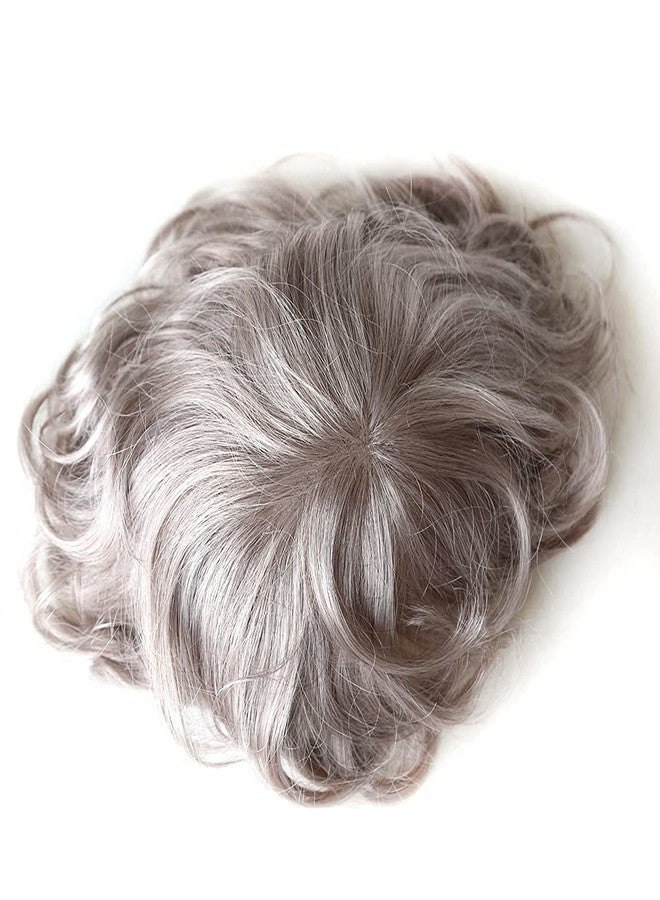 Zigzag Hair Mens Toupee Human Hair 8x10inch #5 Mixed 80% Grey Hairpiece for Men Fine Mono Replacement - Image 2