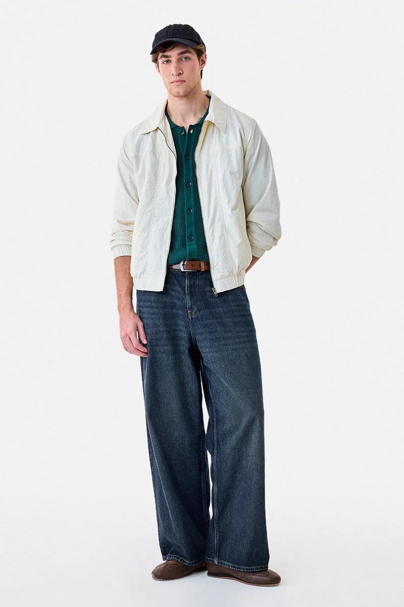 سنيتش Cream Solid Long Sleeve Regular Fit Jacket