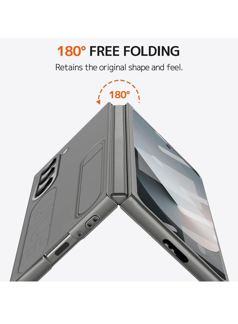 عام جراب لهاتف Samsung Galaxy Z Fold 6 مع حزام، جراب واقٍ رفيع لهاتف Samsung Z Fold 6 مع سوار معصم، جراب Galaxy Z Fold 6 مع واقي شاشة لهاتف Galaxy Fold 6 مع مسند باللون الرمادي - Image 4