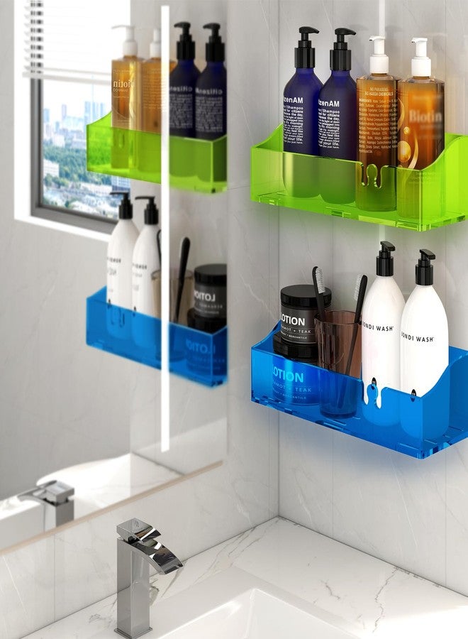 YAWSOUP Acrylic Shower Shelves 3 Pack,Adhesive Shower Shelf Organizer for Bathroom Storage Home Decor,No Drilling Wall Mounted Organizer（Translucent - Image 2