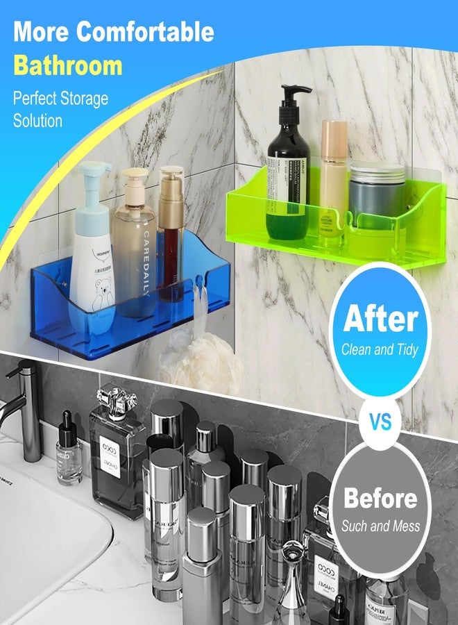 YAWSOUP Acrylic Shower Shelves 3 Pack,Adhesive Shower Shelf Organizer for Bathroom Storage Home Decor,No Drilling Wall Mounted Organizer（Translucent - Image 4