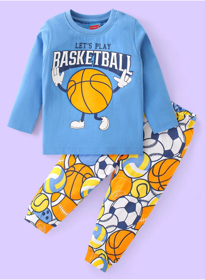 Babyhug Cotton Knit Full Sleeves Night Suit With Basketball Print - Blue(6-24M & 2-6Y) - pzsku/ZE7937CCE60BD85B624B8Z/45/_/1733496131/a34be8a8-37c9-44a3-a41e-25ef355c5dee