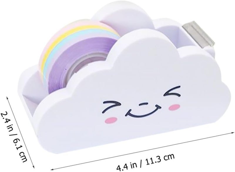 Rainbow Tape Dispenser Set 2pcs Portable Tape Holder with Cloud-Shaped Cutter Supply for Home and School Use - Image 2