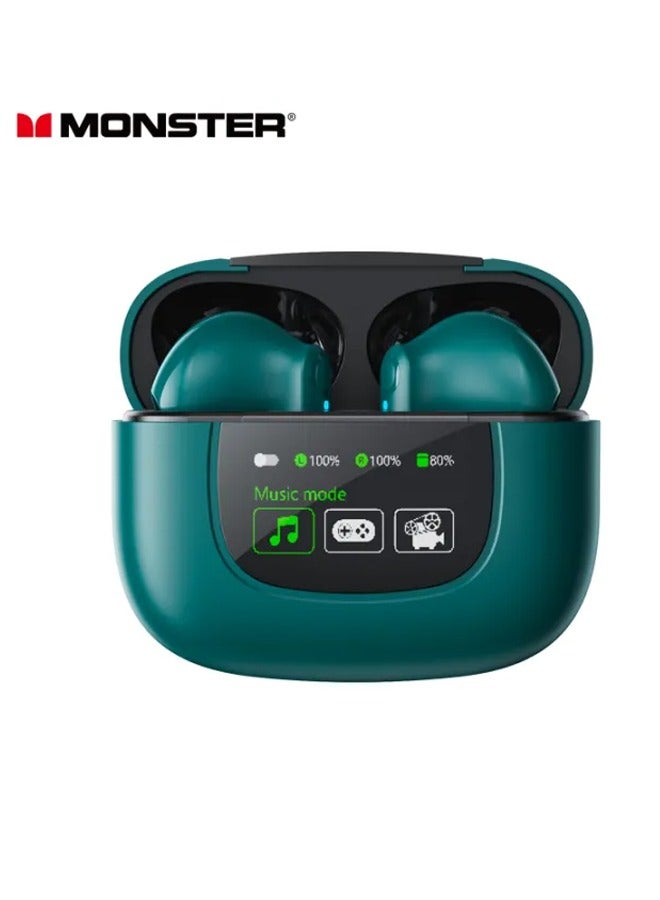 Monster XKT20 Wireless Bluetooth Earbuds Gaming Headphones Deep Bass Low Latency Game Headset with Built-in Microphone Noise Canceling Green - Image 2