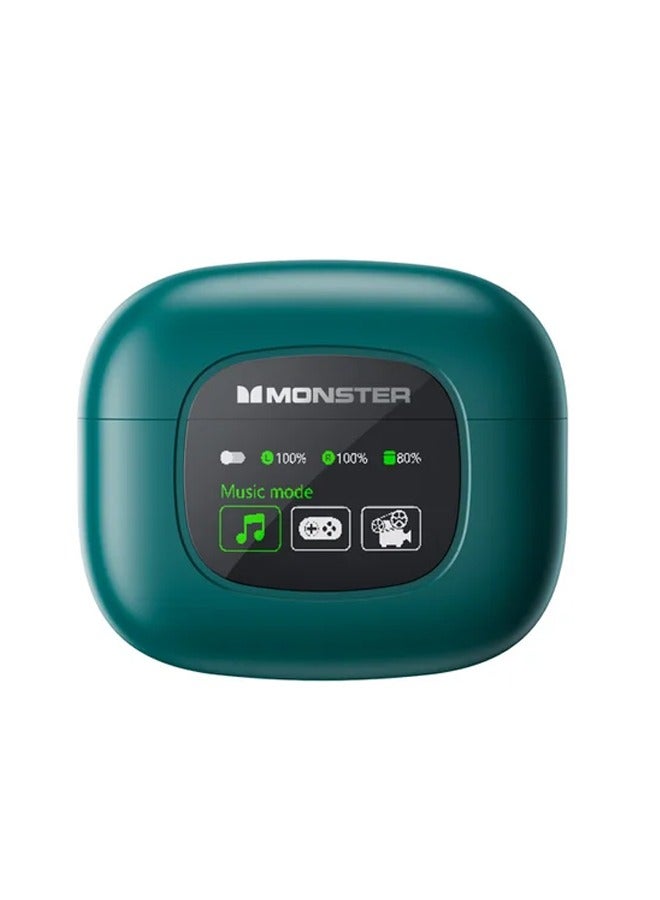 Monster XKT20 Wireless Bluetooth Earbuds Gaming Headphones Deep Bass Low Latency Game Headset with Built-in Microphone Noise Canceling Green - Image 1