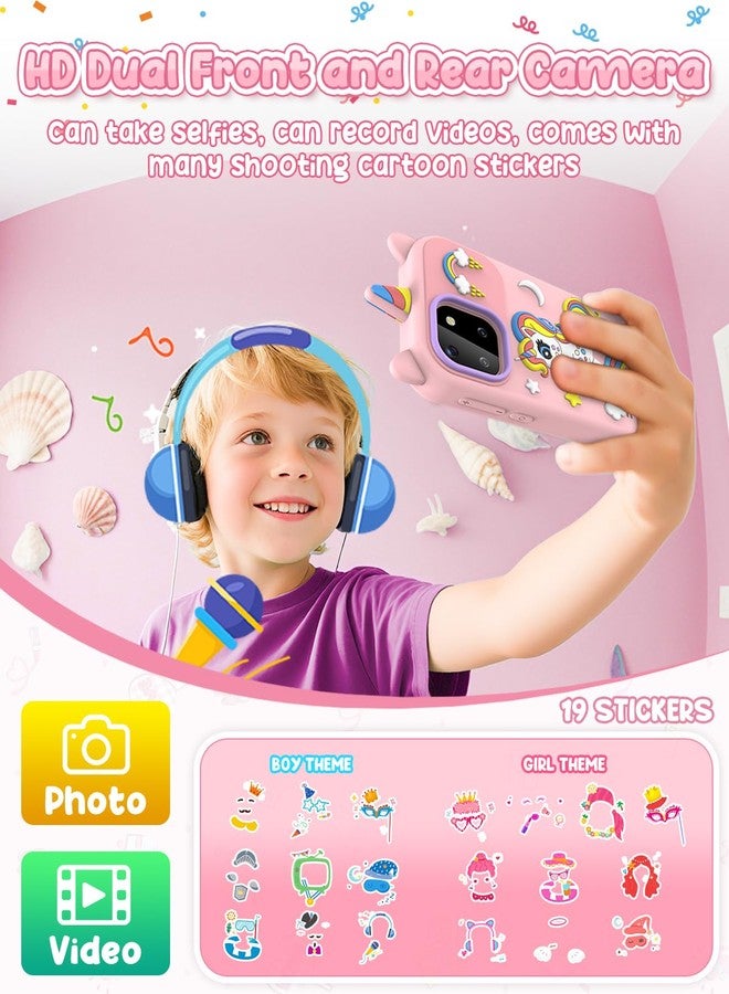 BESTOONE Kids' Phone Toy Imitate Smartphone Toy for 3-8 Year Old Girls & Boys - No Internet/Calls, HD Camera, MP3 Player, Learning Games | Christmas Birthday Gift for Toddlers (Pink) - Image 4