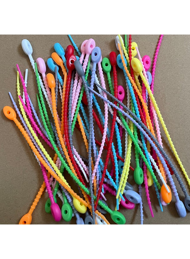 Loquat Simple Tadpole Silicone Cable Tie With Loose Buckle Wire Bundle DIY Handmade Doll Luggage Accessories Lanyard-Color:Random Color Mixing 220mm - Image 1