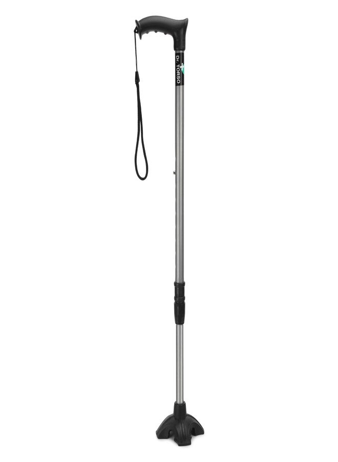 عصا المشي المتينة من دكتور تورسو بقاعدة ذاتية الوقوف وارتفاع قابل للتعديل، هيكل من الفولاذ الطري للرجال/النساء والمرضى وكبار السن (أسود Z) - Image 5