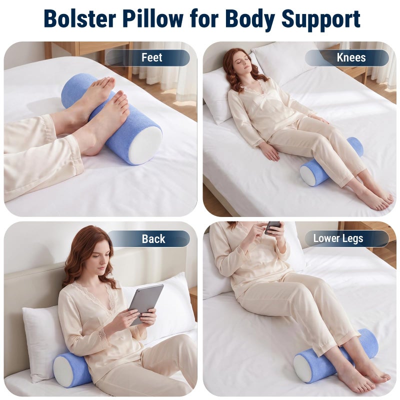 Cooling Memory Foam Neck Roll Pillow for Neck Pain Relief - Round Neck Support Pillow for Sleeping - Image 5