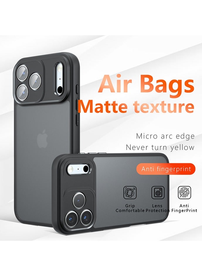 Case for iPhone 17 Pro Max 5G 6.9 inch, Frosted Translucent Back Protective Slim Phone Cover, Anti-Fingerprints, Anti-Fall Drop Protection, Shockproof Case for iPhone 17 Pro Max 5G (Black) - Image 1
