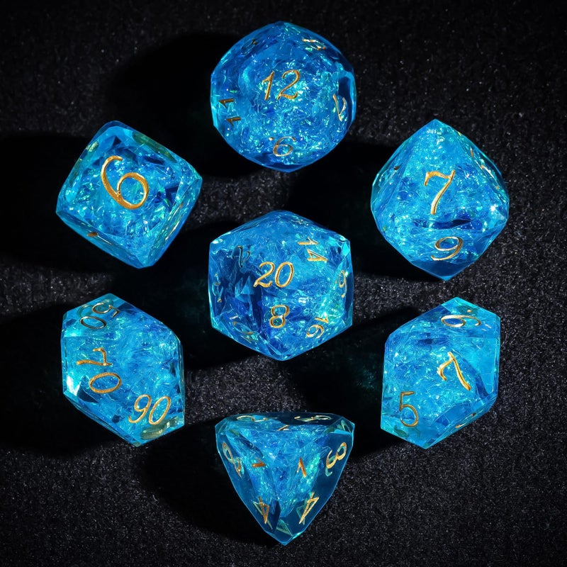CRITALLIC 7PCS DND Dice SetTransparent Sharp Edge Dice Set DD RPG Polyhedral Diefor Dungeons and Dragons TTRPG Games Roleplaying Gameswith Gift BoxGalaxy Blue - Image 3