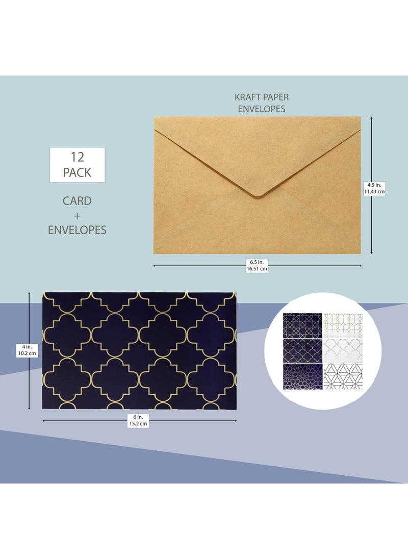 Confetti Confetti! All Occasion Greeting Cards Box Set, 4 x 6 inch, Assorted Blank Note Cards & Envelopes, 6 Elegant Gold Foil Geometric Designs, Blank Inside (Pack of 12)  - Image 2