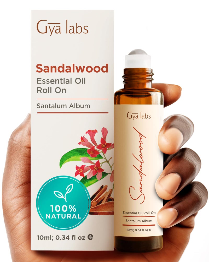 Gya Labs Sandalwood Essential Oil Roll On - 0.34 Fl Oz - Travel Size Roller for Camping, Skin, Aromatherapy Relief, Convenience - Image 1