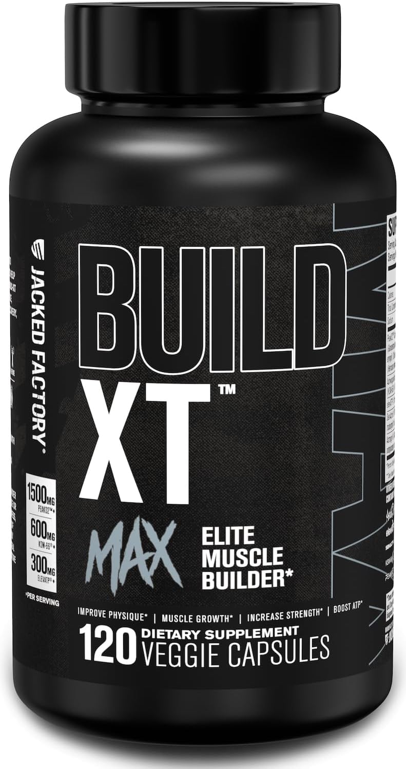 Jacked Factory BuildXT Max Muscle Builder for Men and Women  ATP Supplement with Peak02 Cordyceps KSM66 Ashwagandha  ElevATP for Muscle Recovery Muscle Growth Increased Endurance  120 Count - Image 1