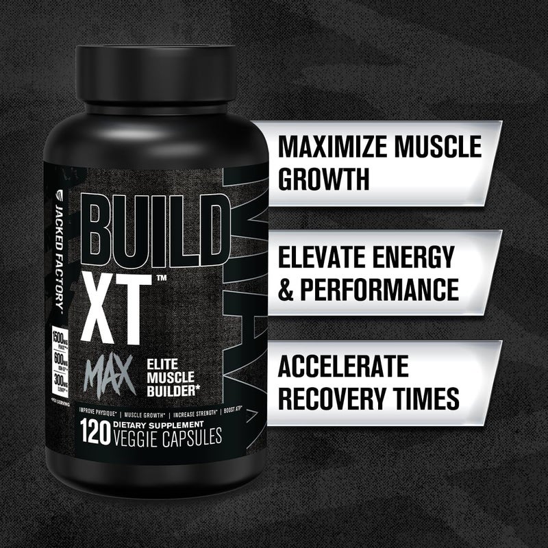Jacked Factory BuildXT Max Muscle Builder for Men and Women  ATP Supplement with Peak02 Cordyceps KSM66 Ashwagandha  ElevATP for Muscle Recovery Muscle Growth Increased Endurance  120 Count - Image 2