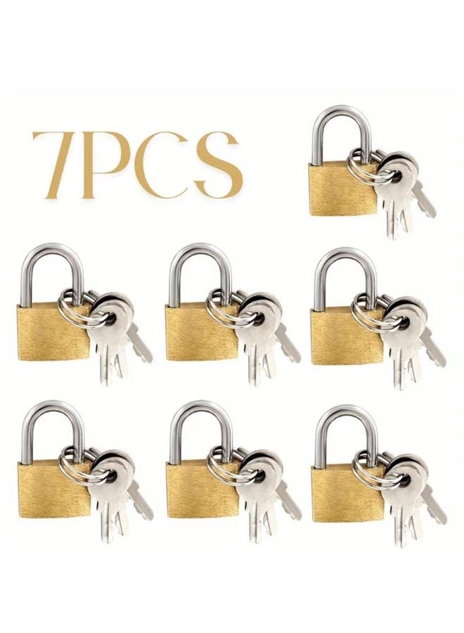 7PCS Solid Brass Mini Padlocks with Keys for Luggage Backpacks Toolboxes Jewelry Boxes Gym Lockers - Image 2
