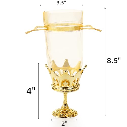 Noamus 30 Pack Fillable Crown with Pouch Gold Plastic Goblet with Drawstring Bags Decorative Candy Storage Boxes Party Favor Container for Candy Chocolate Cake Dessert Princess Wedding Birthday - Image 3