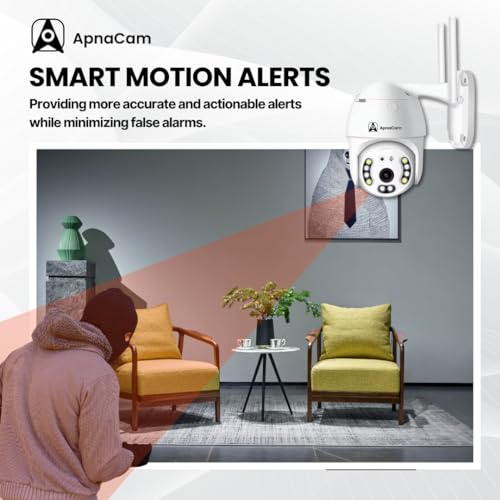 ApnaCam 3MP PTZ IP WiFi Outdoor IP66 Weatherproof Two-Way Audio Motion Detection Alarm SD Card Recording CCTV Surveillance Security Camera with 8 LEDs & IR’s Light, White - Image 2