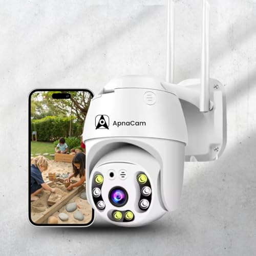 ApnaCam 3MP PTZ IP WiFi Outdoor IP66 Weatherproof Two-Way Audio Motion Detection Alarm SD Card Recording CCTV Surveillance Security Camera with 8 LEDs & IR’s Light, White - Image 1
