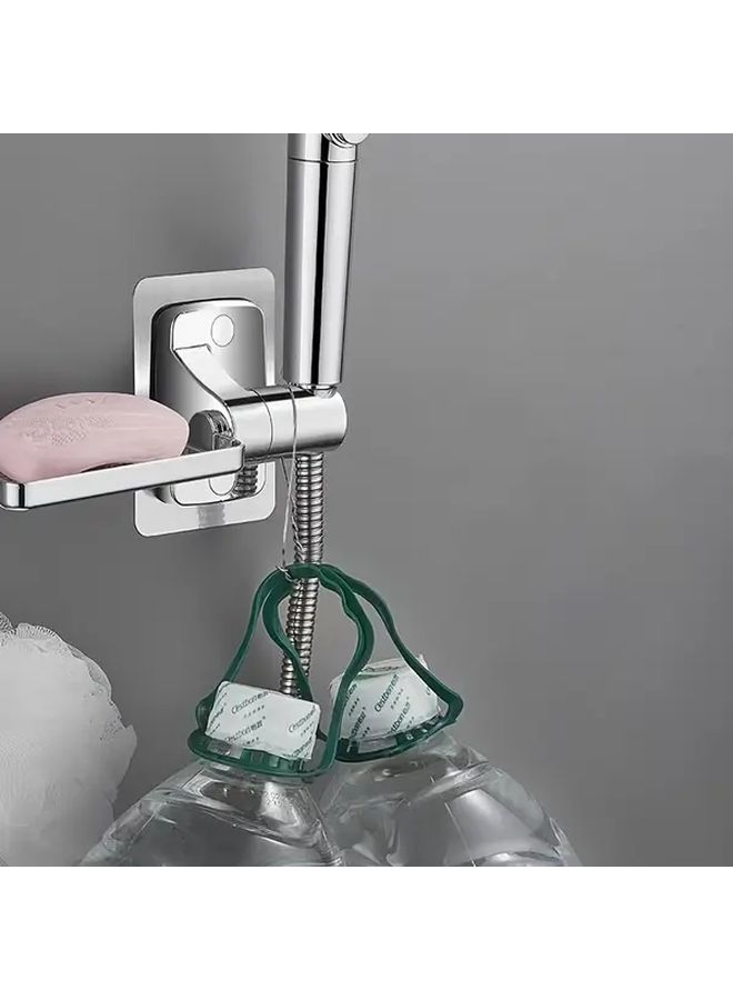 Universal Shower Head Bracket Silvery Adjustable No Drill Installation Soap Box Holder - Image 3