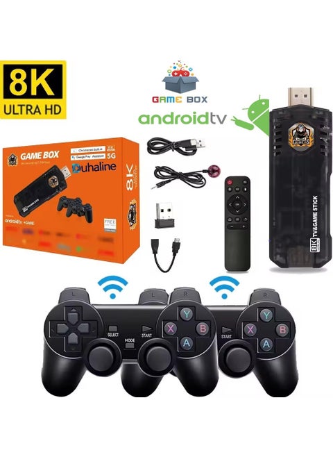 New Version 8k Ultra HD Game Box + Android TV with 36500 Games 5G 64 GB TV Game Stick Game Console + 2 Controllers
