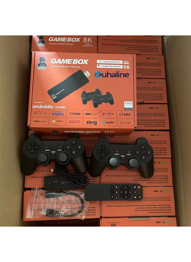 New Version 8k Ultra HD Game Box + Android TV with 36500 Games 5G 64 GB TV Game Stick Game Console + 2 Controllers