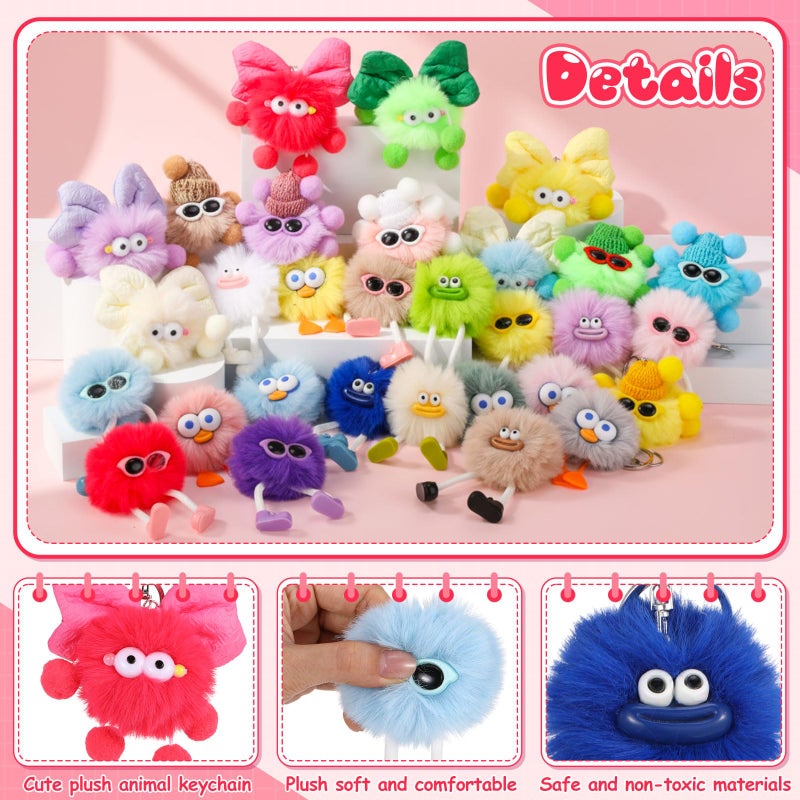 Equsion 30 Pcs Mini Cute Plush Keychain Bulk Christmas Gifts bulk Bag Purse Charm Christmas Stocking Stuffers Goodie Bag(Adorable) - Image 3