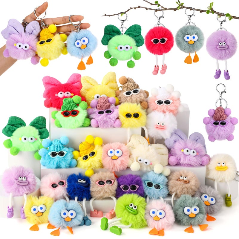 Equsion 30 Pcs Mini Cute Plush Keychain Bulk Christmas Gifts bulk Bag Purse Charm Christmas Stocking Stuffers Goodie Bag(Adorable) - Image 1