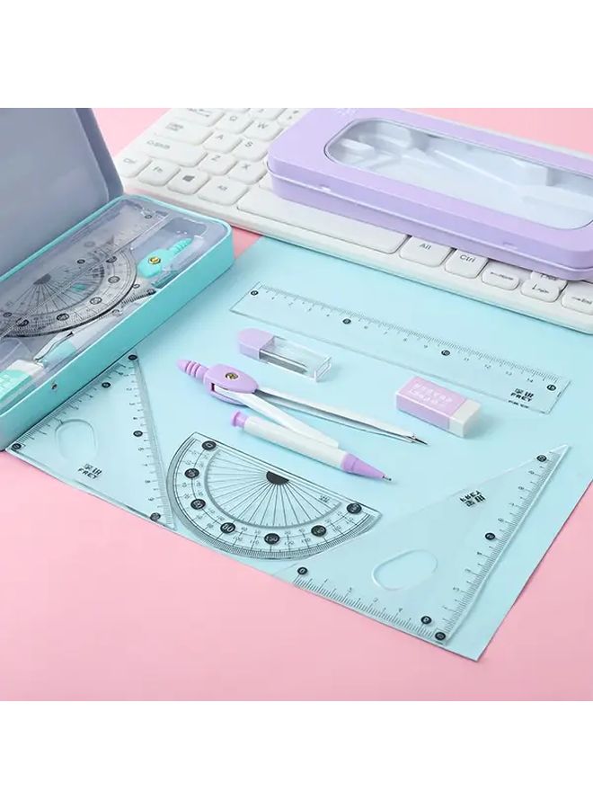 مجموعة البوصلة المحترفة الصفراء 7 قطع منقلة مثلث مسطرة أدوات الرسم - Image 3