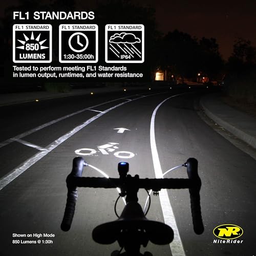 NiteRider مصباح دراجة نيترايدر لوميينا مايكرو 850 الأمامي LED قابل لإعادة الشحن عبر USB مقاوم للماء للدراجات الجبلية والطرق والتنقل في المدن والدراجات الحضرية، أسود، 6783 - Image 2
