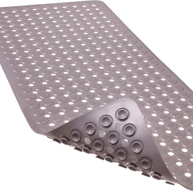 Linoows Non-Slip Bathtub and Shower Mats, Power Grip Bath Mat 35 x 16.3 Inch with Suction Cups and Drain Holes for Tub Bathroom Floor Safety, Machine Washable Soft Bathmat, Tan - Image 1