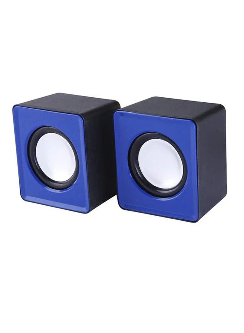 AROAQ Mini Computer Speakers, Lightweight Portable Stereo Multimedia Speaker, Stylish And Durable USB Loudspeaker, Powerful Bass Double Shock Subwoofer For Computer Laptop, (Blue) - Image 1