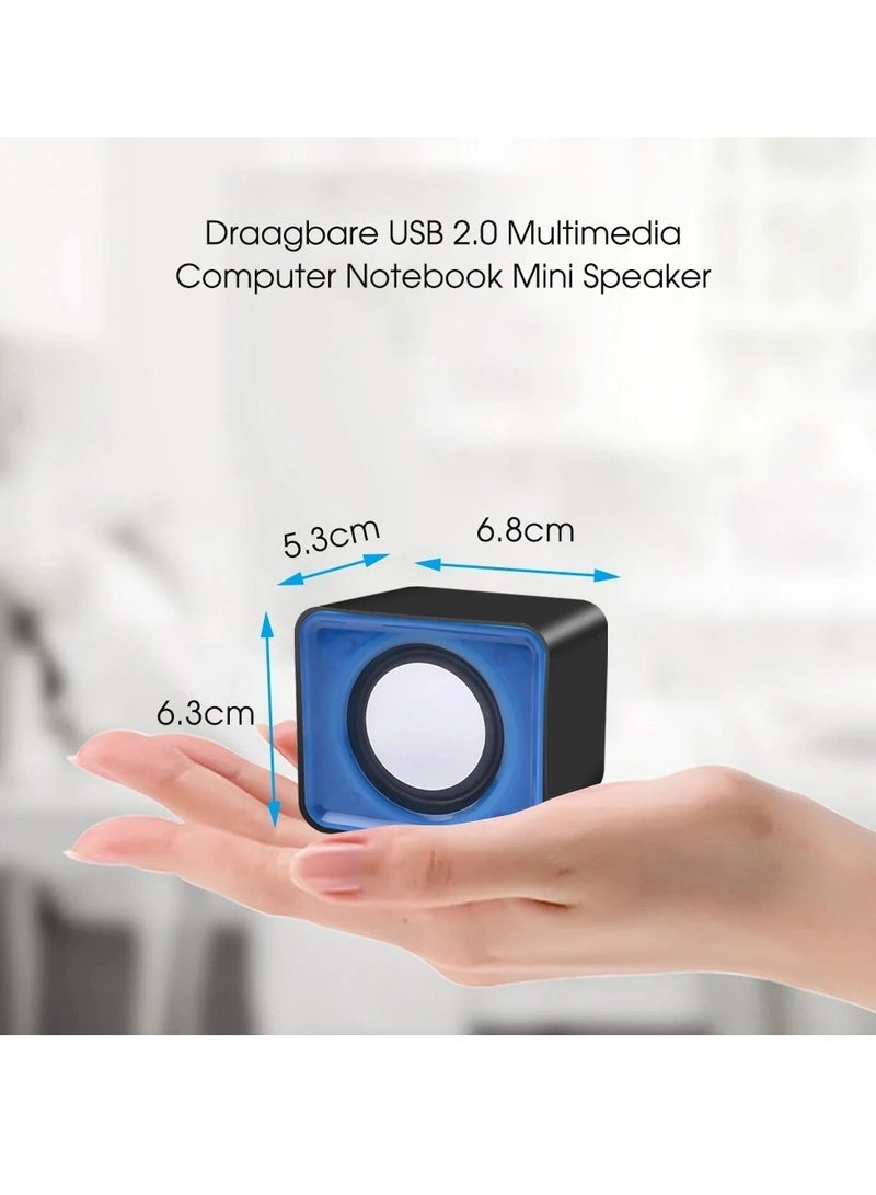 AROAQ Mini Computer Speakers, Lightweight Portable Stereo Multimedia Speaker, Stylish And Durable USB Loudspeaker, Powerful Bass Double Shock Subwoofer For Computer Laptop, (Blue) - Image 4