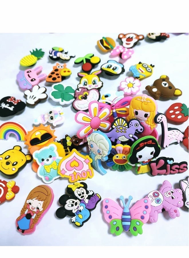 Shoe Charms for Crocs, Sandals Buckle Party Birthday Gift Bracelet Wristband Decoration for Adult Men Women Kids, Random Charm 100 Pcs with 2 Wrist Strap - Image 3