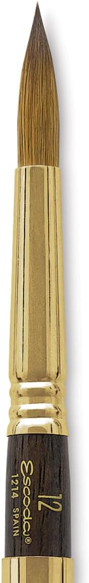 Escoda Reserva 1214 Watercolor  Acrylic KolinskyTajmyr Sable Paint Brush Travel Round Size 12
