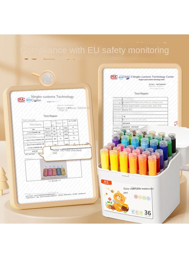 Bluejw True Color Washable Seal Watercolor Pen 24 Color Brush Color Water Soluble Coloring Art Painting Brush For Children - Image 2