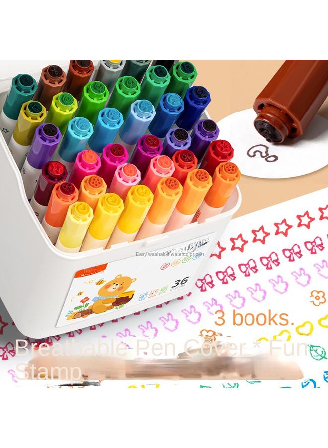 Bluejw True Color Washable Seal Watercolor Pen 24 Color Brush Color Water Soluble Coloring Art Painting Brush For Children - Image 4