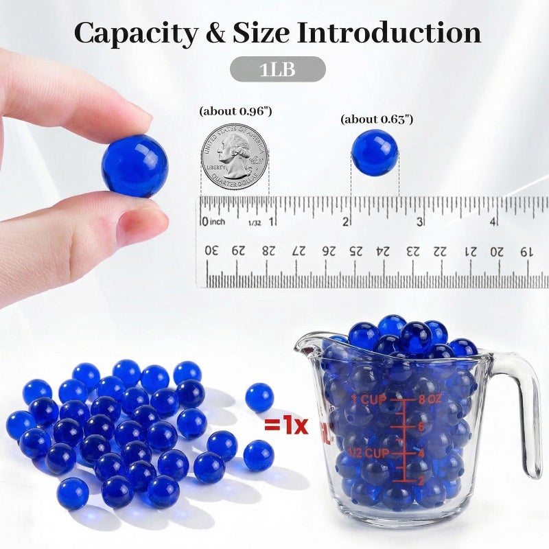 FUTUREPLUSX Glass Marbles, 1LB Blue Marbles Bulk, Vase Filler Decorative Glass Gems Pebbles for Aquarium Decoration Collectibles - Image 2