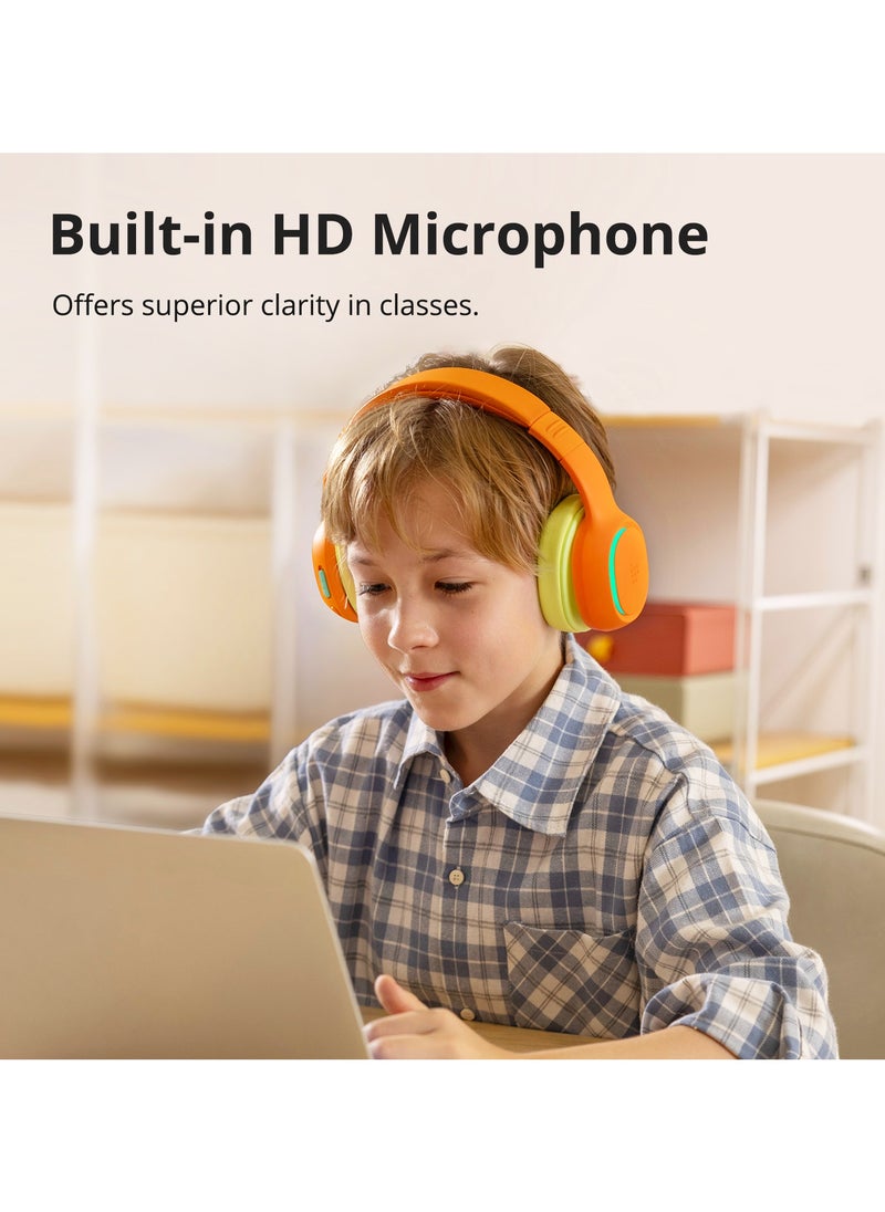 Tronsmart Tronsmart KH03 Kids Noise Cancelling Bluetooth Headphones, Safe Volume Control, Wireless Headphones with Light & Microphone, 70H Playtime, Built-in Audio Cable, for School/Travel/Airplane(Orange)  - Image 3