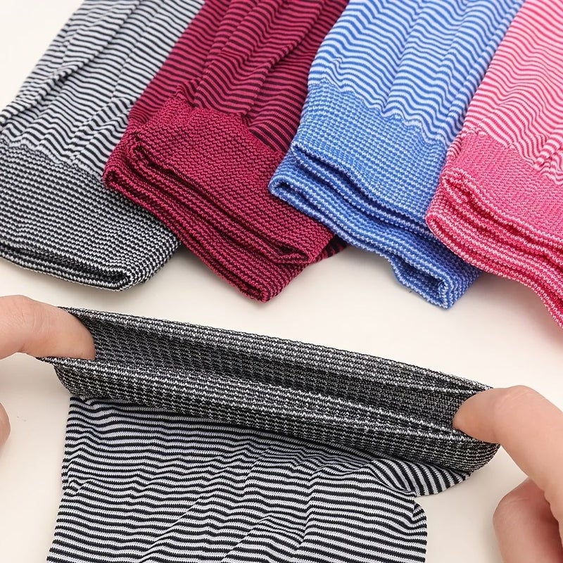 4 Pcs Black Strips Extended Sleeve Cover Breathable Knitted Fabric Multipurpose Durable Polyester Fiber Arm Protector For Work Household Cooking - Image 5