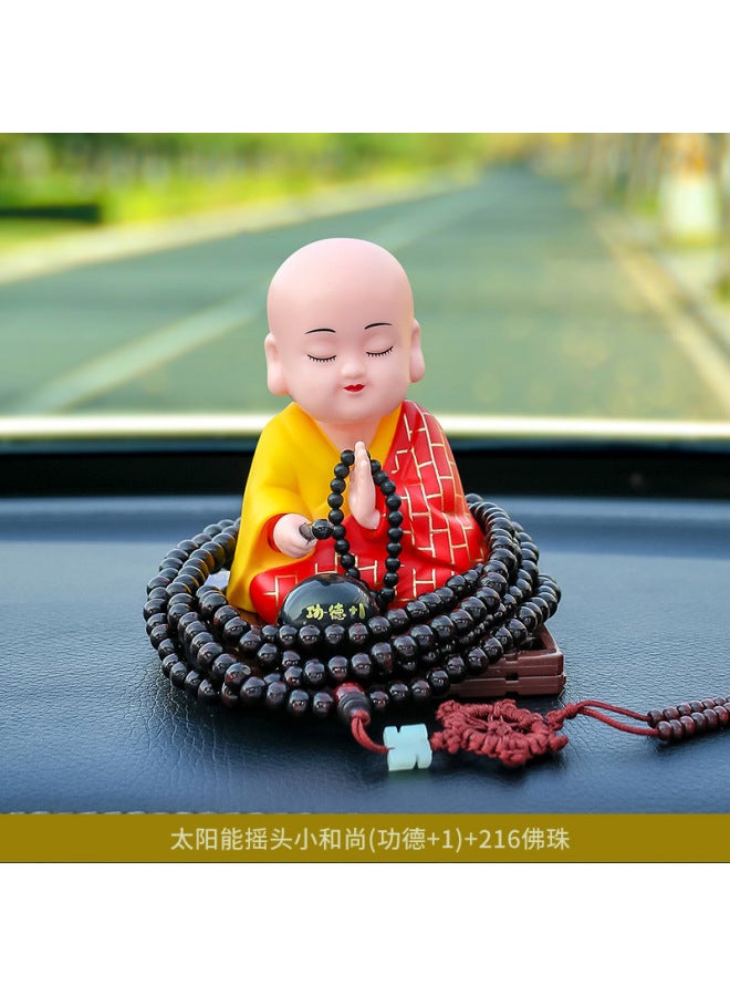 Solar Little Monk Car Ornaments Car Decoration Creative Cute New Car Interior Supplies Small Ornaments Dolls
