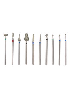 NIBEMINENT 10-Piece Electric Machine Sanding Nail Files Drill Bits Silver  - Image 1
