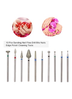 NIBEMINENT 10-Piece Electric Machine Sanding Nail Files Drill Bits Silver  - Image 2