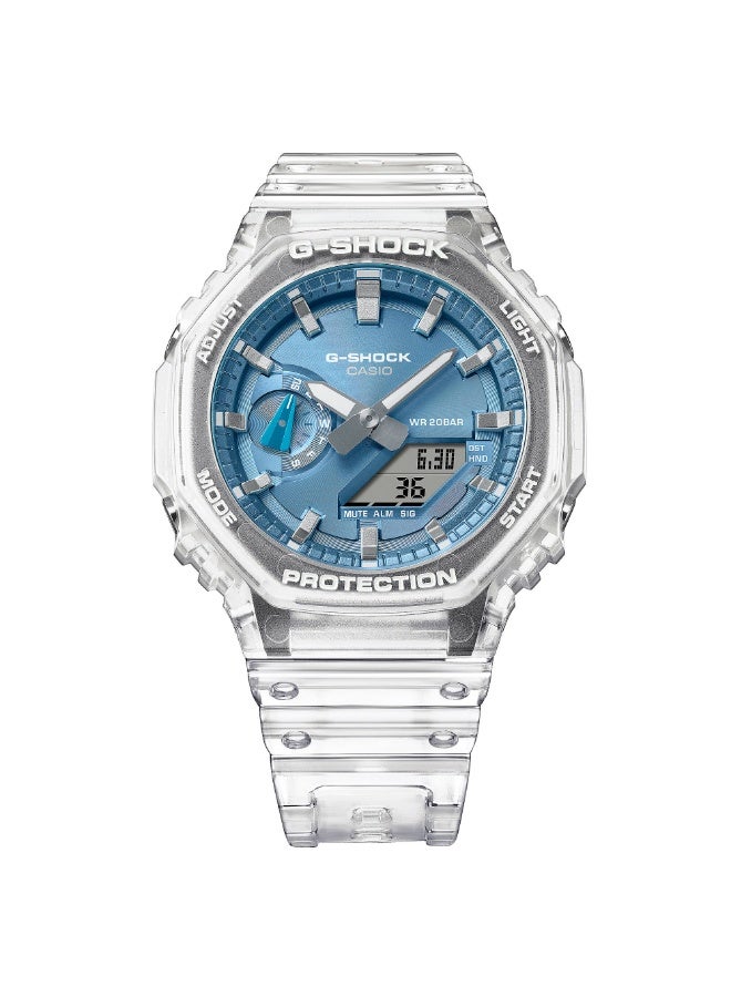 Casio G-Shock GA-2100BM-7A2 Analog-Digital Men's Watch | Transparent Resin Strap | Sky Blue Metallic Dial | Carbon Core Guard | 200M Water Resistant - Image 5