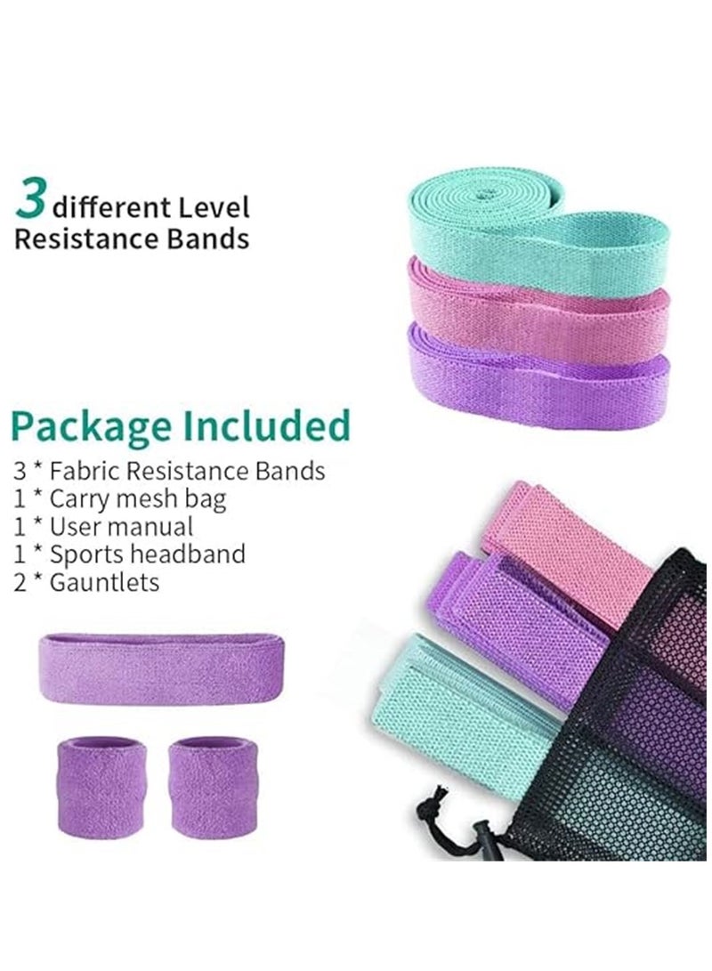 أركايوبتيركس طقم احزمة مقاومة دائرية مطاطية ومضادة للانزلاق للارجل والارداف، شريط تمرين قماشي مجموعة للتمارين الرياضية وللياقة البدنية من سبورجوجو - 3 قطع في العبوة - Image 3