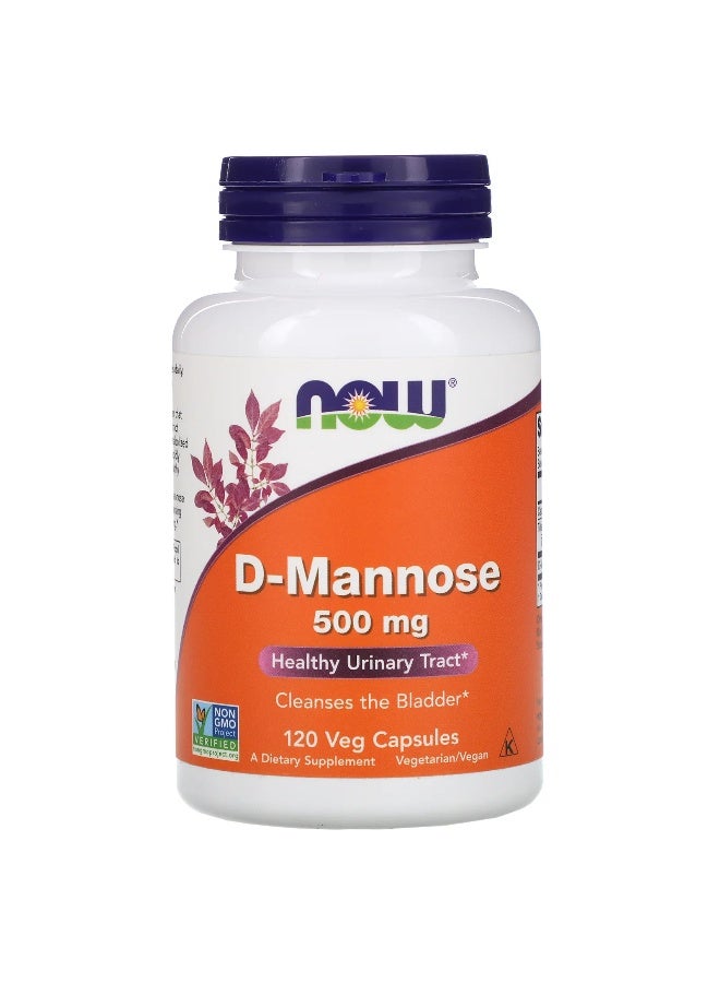 Now Foods D-Mannose 500mg 120 Veg Capsules - Image 1