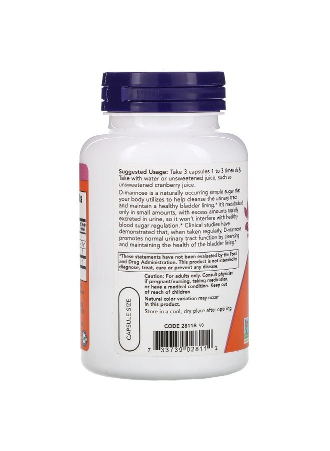 Now Foods D-Mannose 500mg 120 Veg Capsules - Image 3